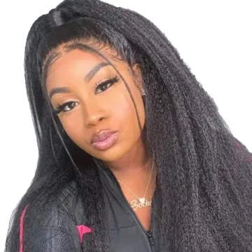 150% 180% Density Kinky Straight Human Hair Wigs Lace Front Wigs Kinky Straight 13x6 Lace Frontal Human Hair Wigs