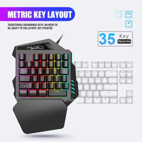 Left Hand Keyboard Single Hand Keyboard Mechanical Handle Feel 1.6m Wired Game Keyboard For Mobile Tablet Laptop PUBG Game