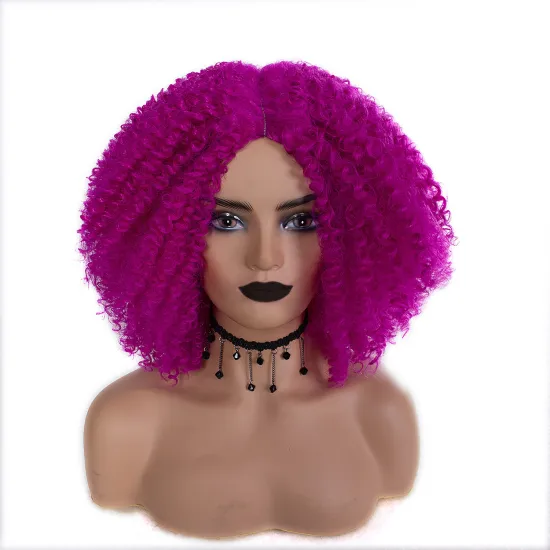 AISHILI Wholesale Afro Curly Synthetic Hair Wigs For Women Heat Resistant Fiber Machine Made Kinky Curly Wigs