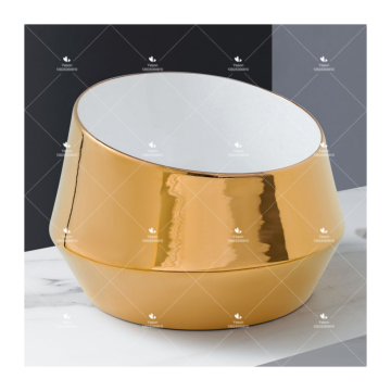 Goldene runde handgefertigte Keramikschiffswaschbecken - Neuankömmlings -Arbeitsplatzbecken
