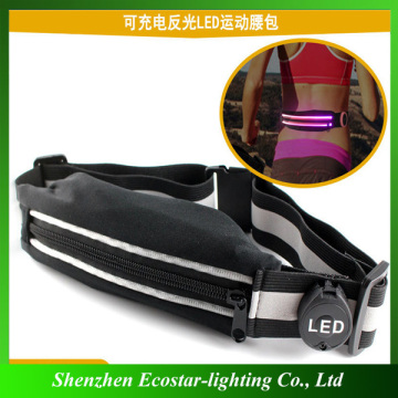 Fashion black high capacity led portable waist bags outdoor sports