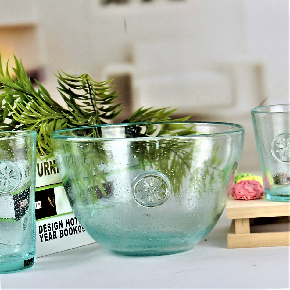 Recycled Glass Big Fruit Glass Bowl