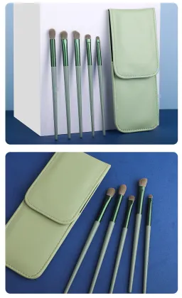 HMU Beauty Tools Green 5pcs Soft Fluffy Eyeshadow Brush Set