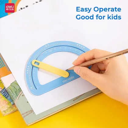 High Quality Deli Children's Angle Demonstrator Drawing Protractor Tools School Stationery Ruler