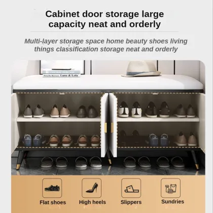 Shoe cabinet household door light luxury shoe cabinet with seat stool shoe stool shoe rack