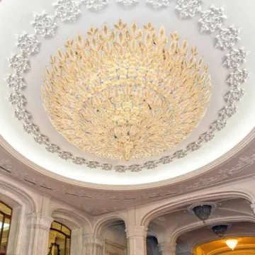 Hotel Corridor Hallway Gold Luxury Ceiling Chandelier