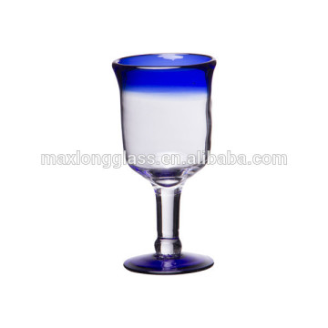 Rustic Wine glass and blue rim,260ml.