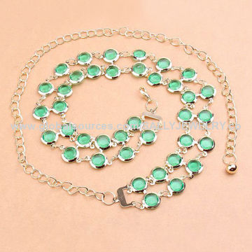 Thin Gemstone Belt for Young Women, OEM Orders are Welcome
