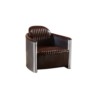 Aluminum American Style Industrial Leather Aviator Sofa Chair 1+2+3 Sofa Set