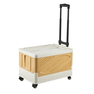 Foldable Plastic Storage Box for Toys and Books with Removable Pulley and Pull Rod