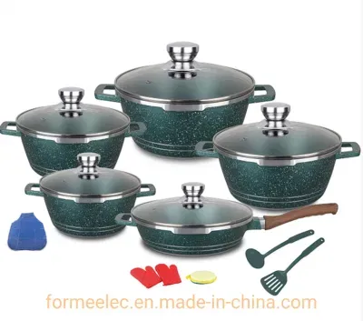 Maifan Stone Casserole 12PCS Cookware Set Aluminum Granite Set Fry Pan Casserole