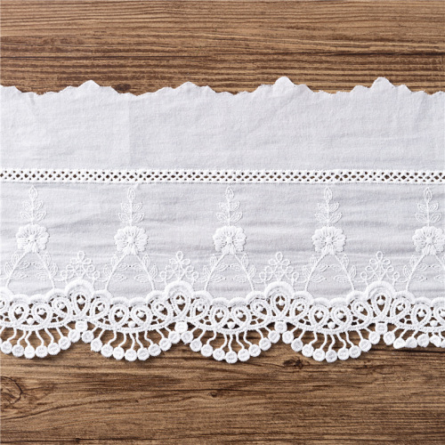 Eco-friendly white Wave Lace Embroidery Fabric