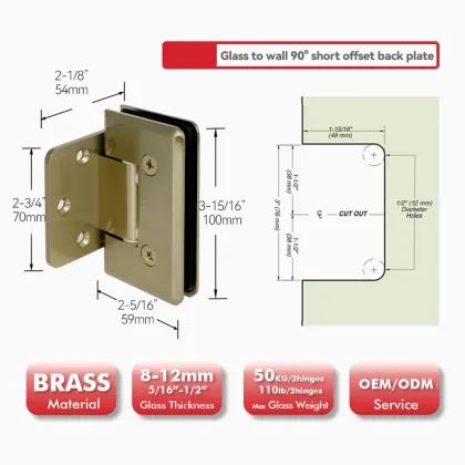 Solid Brass Shower Door Hinges Bathroom Metal Hardware