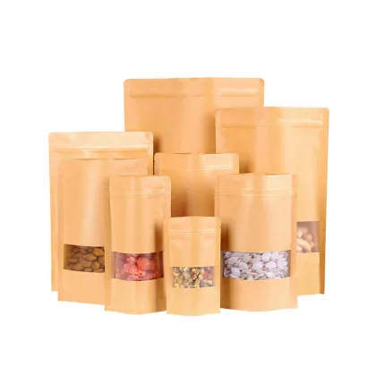 white/brown kraft paper ziplock bags