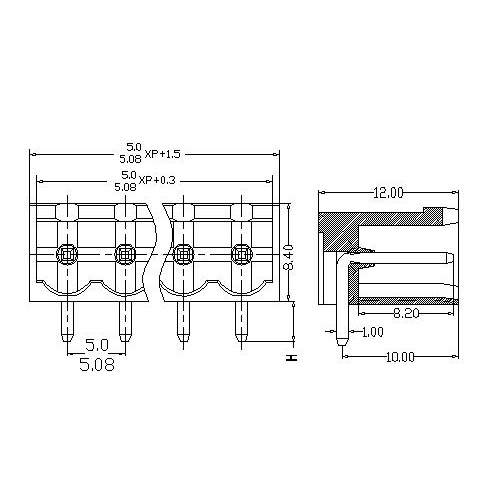 AT2500R-5.0／5.08XXXX-BD Plug-in Terminal Block Close Right-Angle Pitch5.0／5.08