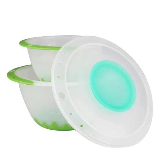 Plastic Mixing Bowl Set With Lid &Non-slip Bottom