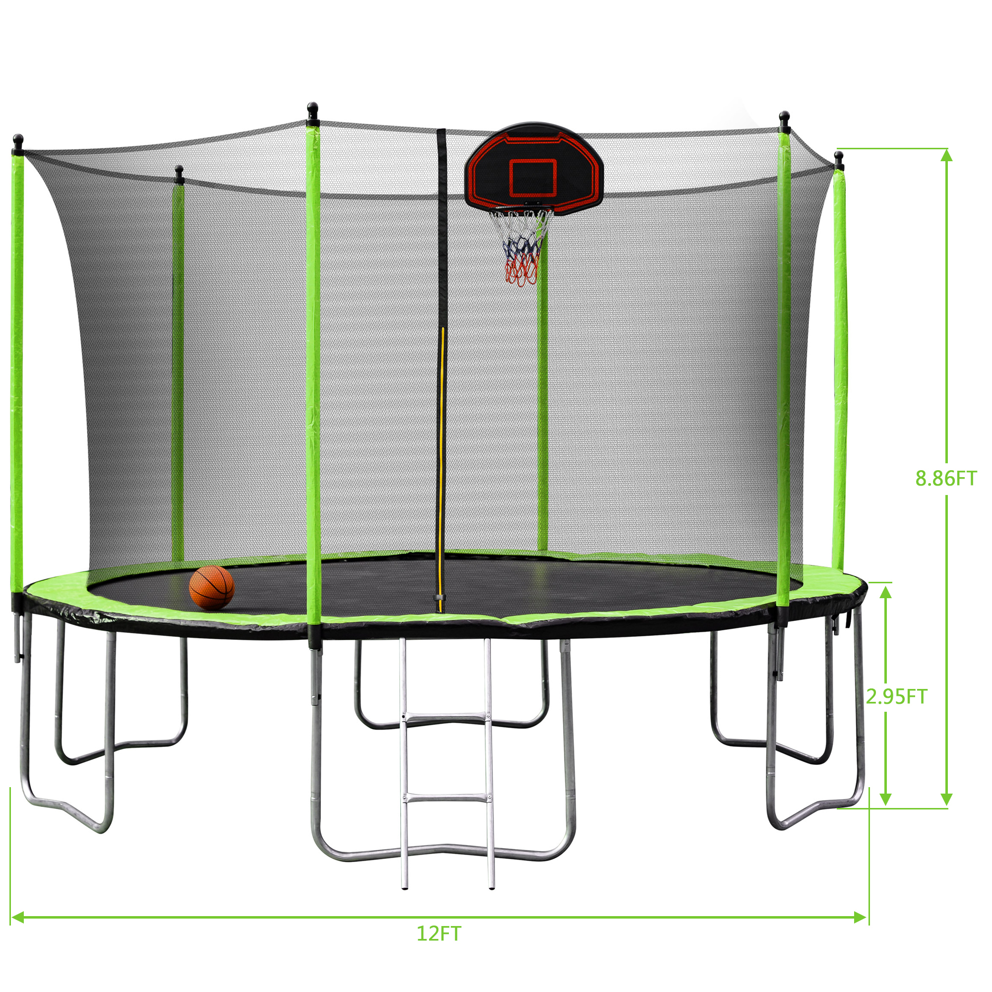 Round Spring Kids ao ar livre de trampolim de 12 pés com gabinete de fitness trampolim Sport Sport trampolim