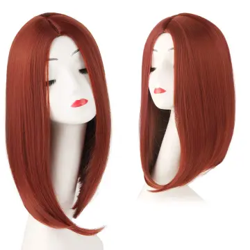Red Bob Wigs for Women Natural Looking Short Straight Synthetic Wig Copper Color Cosplay Party Halloween Daily Wig
