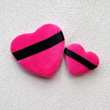 Red Pink Heart Shape Body Powder Puff Loose Powder Container