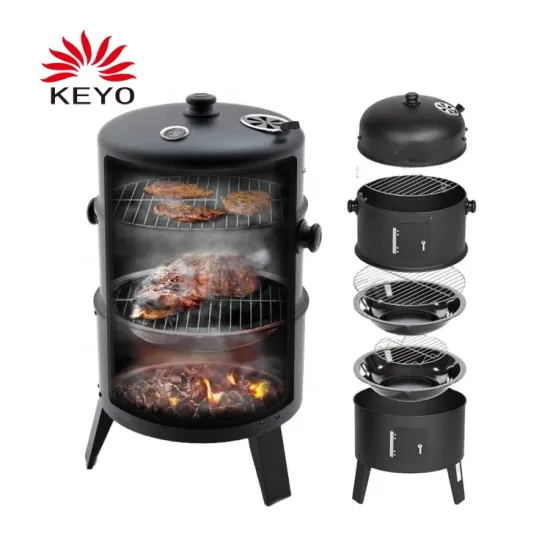 3 in 1 Smokeless Charcoal Bbq Grill Smoker 3 Layers Tower Vertical Barrel Charcoal Barbecue Grill Smoker