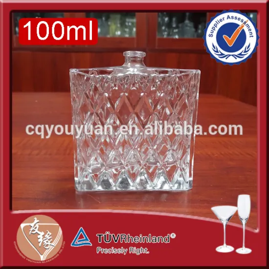 China crystal clear sodalime glass flat square 100ml empy polish perfume bottle wholesale