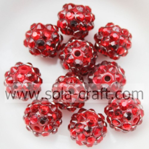 Moda in resina acrilica rossa con strass solido Beads10 * 12MM per gioielli fai da te