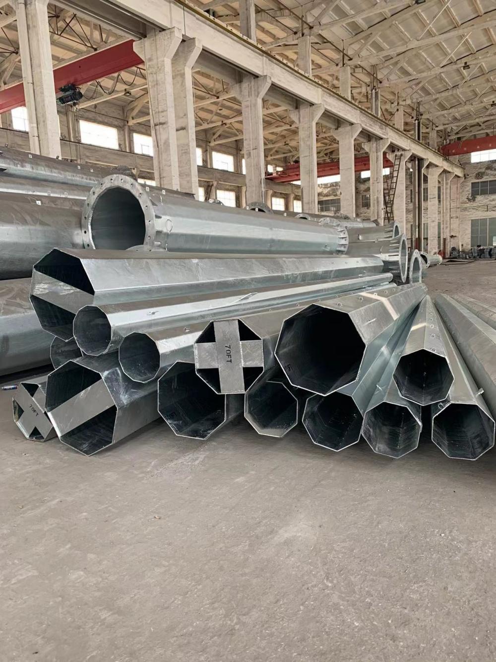 70FT hot dip galvanized transmission steel pole