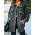 Women Casual Coat Langarmjacke mit Taschen