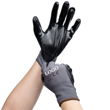 Nitrile Coated Seamless Knitted Gloves with Polyurethane Palm and Finger Grip