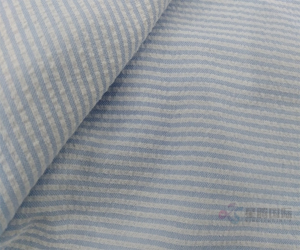 Blue Seersucker Plain Cotton Fabric