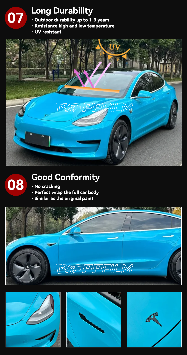 Blue Car Body Wrapping Film