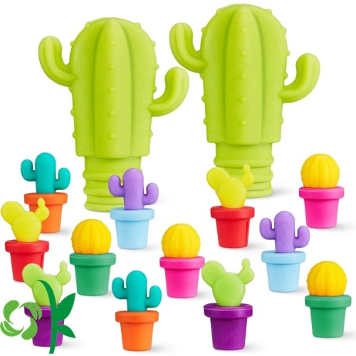 Cactus Wine Bottle Stopper Charms Marker Set