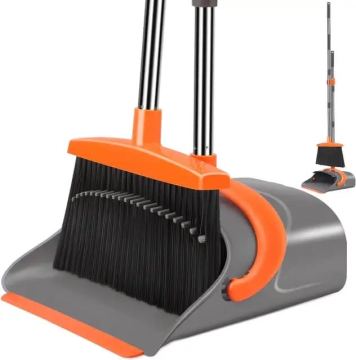 High Quality Rubber Broom and Dustpan Set with Dismountable Aluminum Handle for Home Kitchen Cleaning
