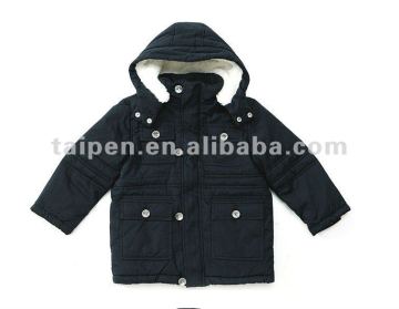 Boy's 100% Cotton Jacket With 100% Polyester Padding Inside For Winter Windproof Jacket