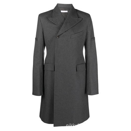 OEM Grey Stripe 2022 Winter Coats custom men's coats wool formal long coat for men