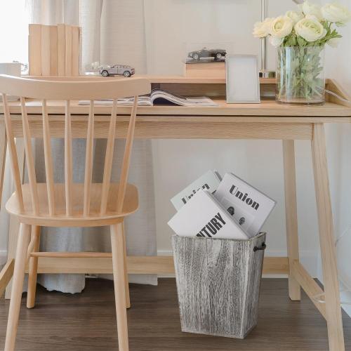 Vintage Grey Wooden Freestanding Trash Can