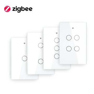 Smart Zigbee Wall Touch Light Switch - لا يوجد مكثف محايد/لا ، يعمل مع Alexa و Google Hub (Tuya)