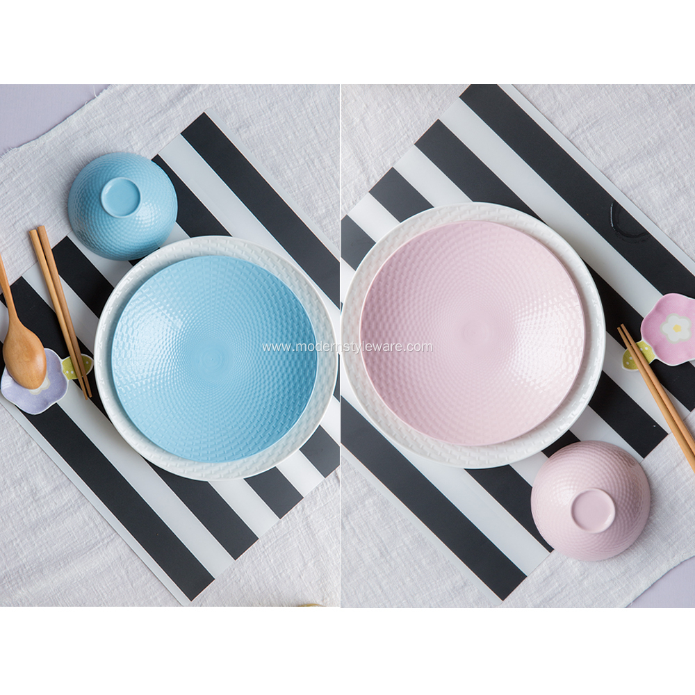 Color Dinner Plate Ceramic Dinnerware Plate and Dish Solid Color Plate for Restaurant and Hotel