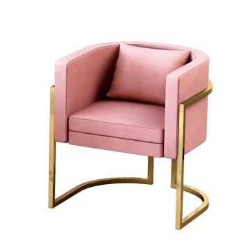 Luxury Modern Gold Frame Pink Velvet Accent Chair