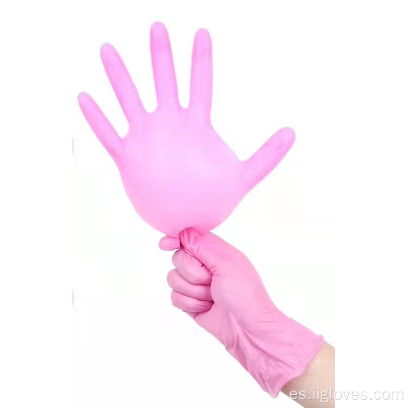 Guantes de nitrilo de vinilo sintético rosado guantes de seguridad baratos