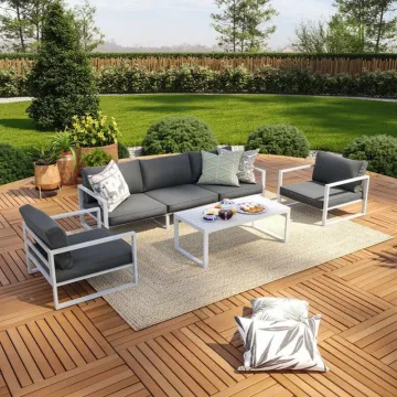 Modern Style Outdoor Aluminum Tube Exposed Cushion Sofa