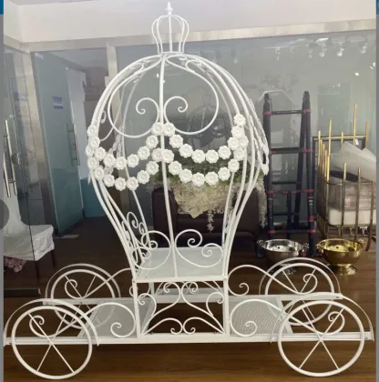 Royal Pumpkin Themed Customizable Large White Cinderella Carriage Horse Cart for Weddings and Parties