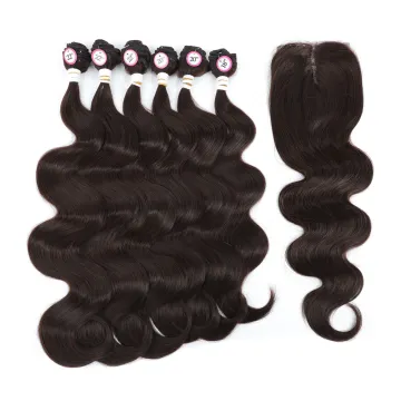 X-TRESS SPOT 4# Body Wave Full Head/Pack With Lace Front Closure Synthetic Hair Extension Women Heat Resistant Fiber Hair Bundle