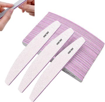 Benutzerdefinierte Logo Half Moon Nageldatei - Zebra Pink Professionelles Nagelpolierwerkzeug