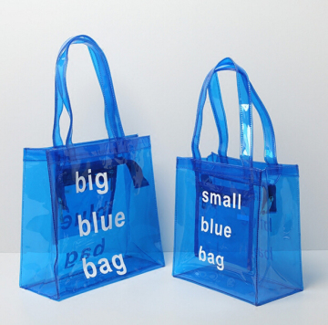 Hot selling transparent pvc tote bag, customize logo clear pvc shopping bag