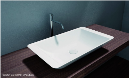 Lavabo da appoggio WB005 in fusione minerale (acrilico puro) -matte bianco-585x340x120mm