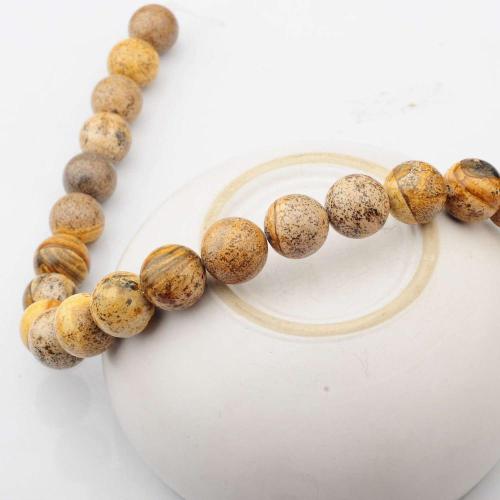 14MM Loose natural Gemstone Picture Jasper Round Beads for Making jewelry