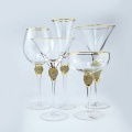 Kaca Champagne Flute Crystal Flute Gold dengan Berlian