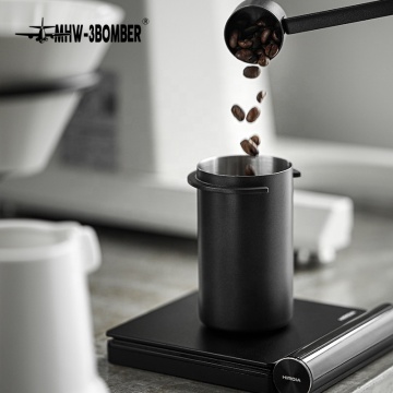 Customized Made in China MHW-3BOMBER Top Hat Shaped Coffee Dosing Cup - Matte Black, 58mm, 220ml