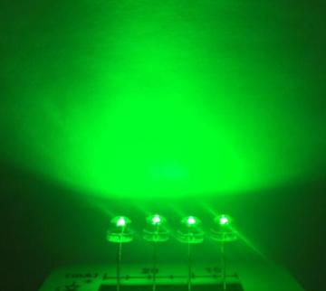 5mm Water Clear Straw Hat with Flange Green LED Short Legs Use for Indicator